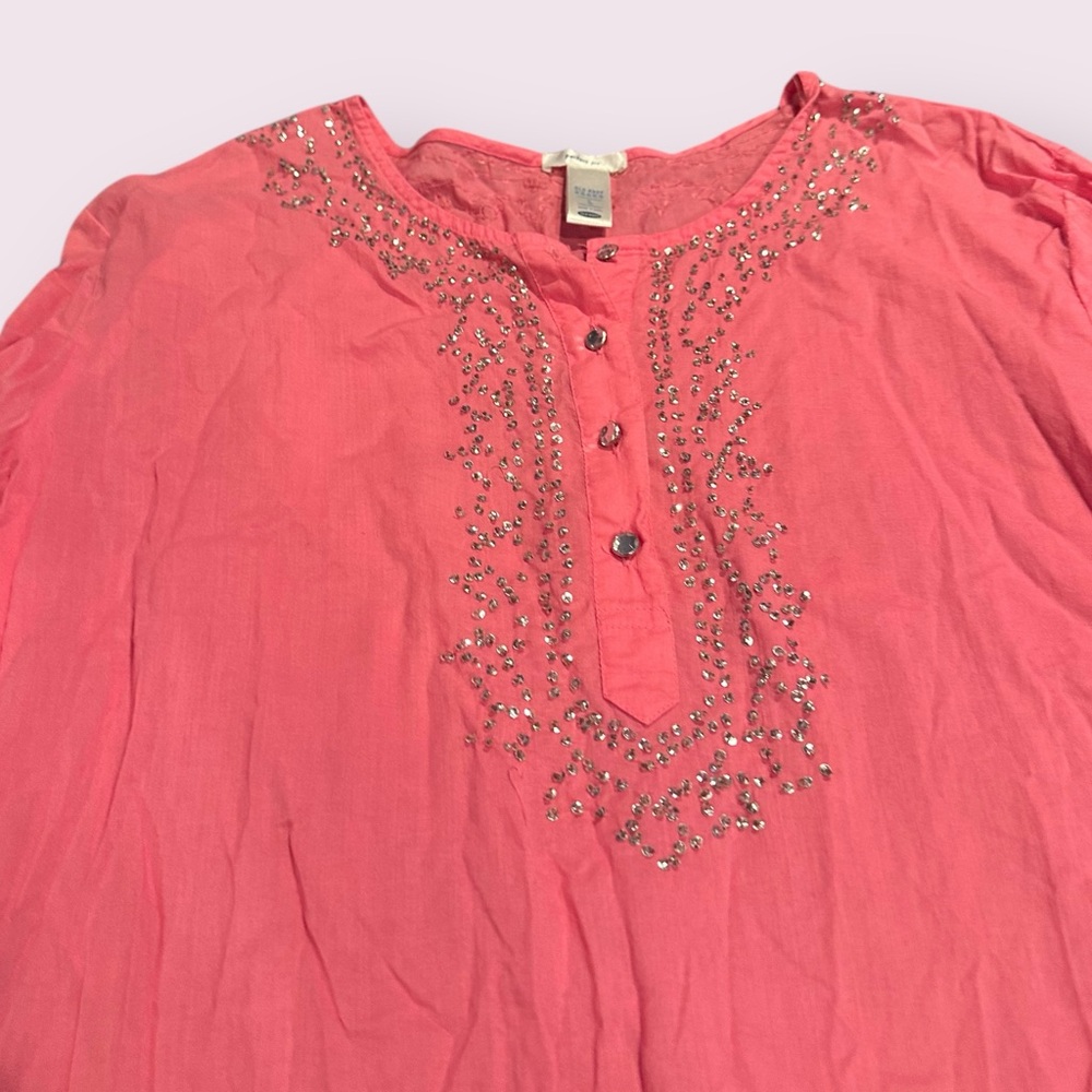 Women's Old Navy Summer 2005 Pink Blouse with Sparkle Accents Sz Large - Picture 6 of 12